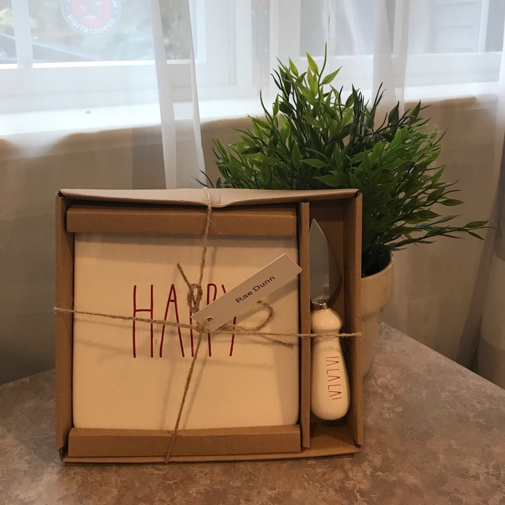 Rae Dunn "Happy/Fa La La" small cheese plate - Picture 1 of 1