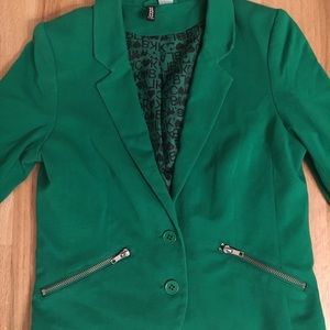 H&M kelly green blazer jacket cotton