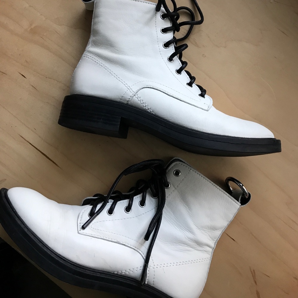 Dolce Vita White Bardot Combat Boot