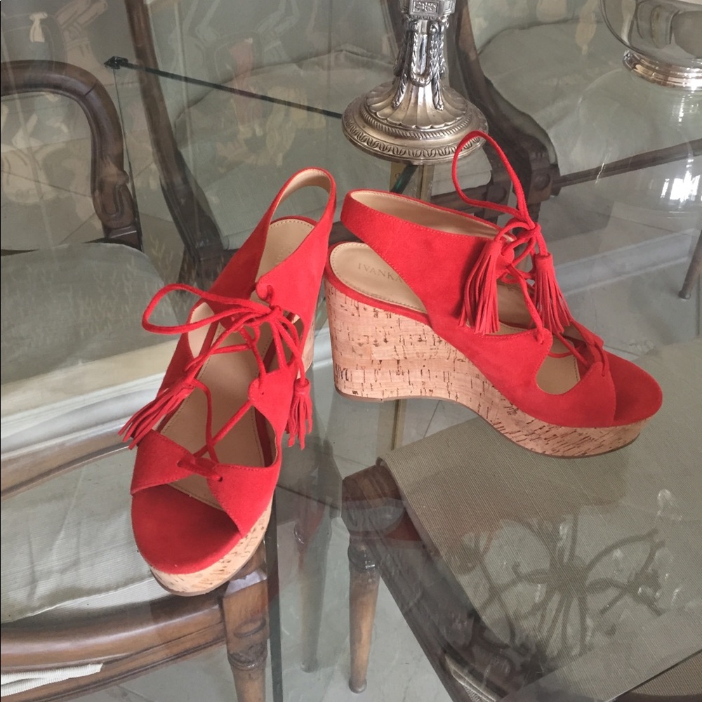 Ivanka Trump Red Cork Wedges