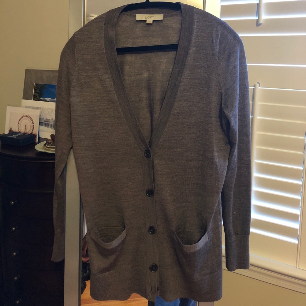 Loft, worn once, dark tan/ brown cardigan