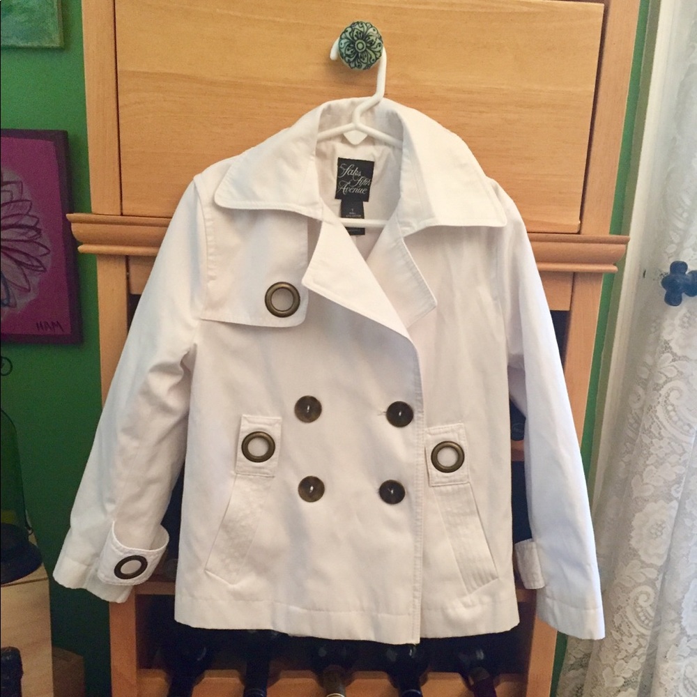 Saks Fifth Avenue stylish white girls trench coat