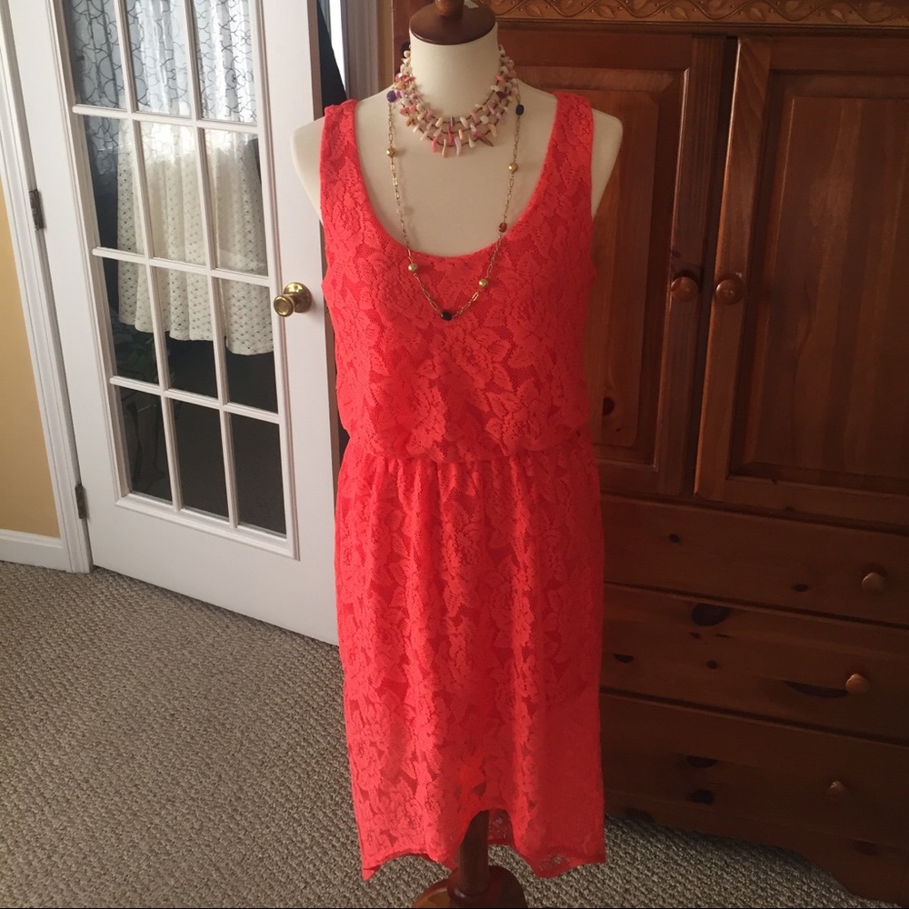 Charming Charlie asymmetrical lace dress.
