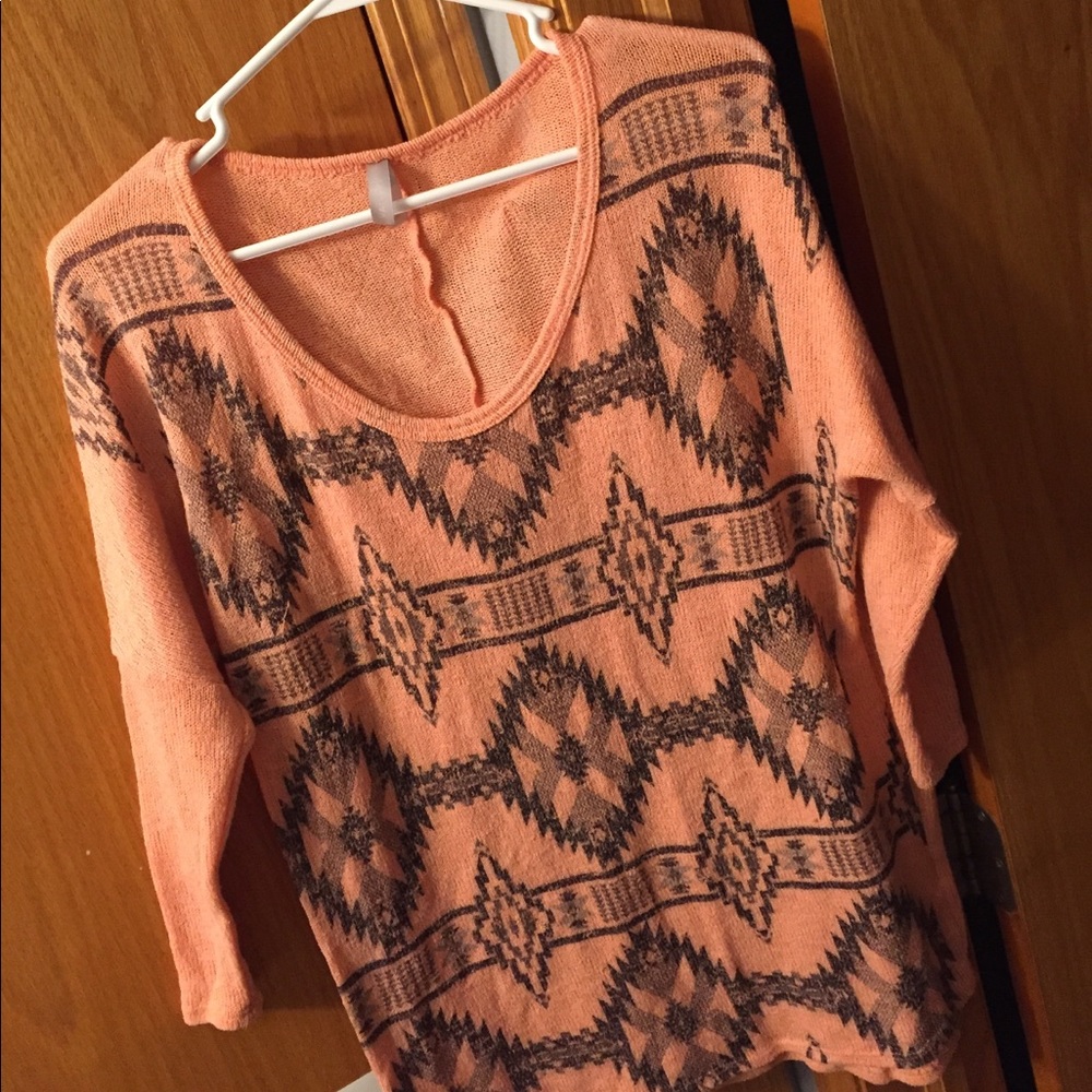 Peach & Black Aztec Sweater