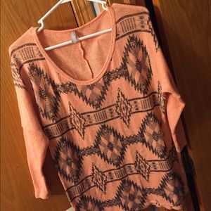 Peach & Black Aztec Sweater