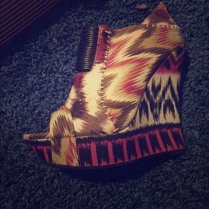 Tribal Print Wedge Heels