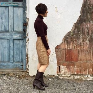 Vintage GIVENCHY COUTURE gold bronze pencil skirt