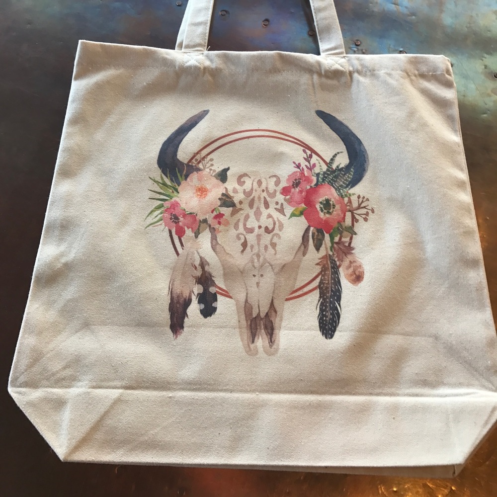 Cow skull tote bag