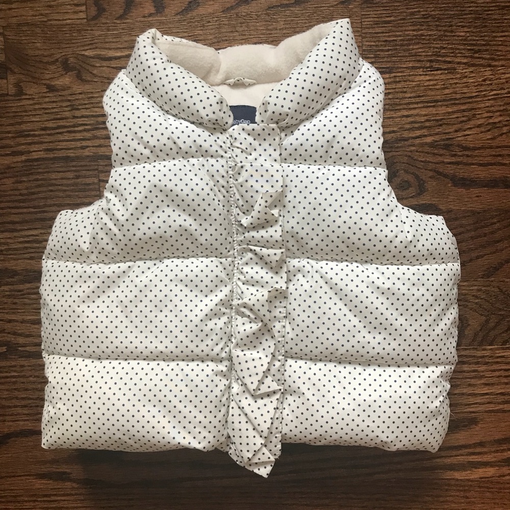NWT Gap Baby White & Black Polka Dot Puffer Vest