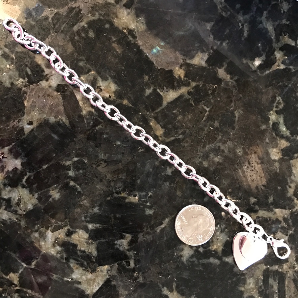 NWOT Silver Double Heart ❤️ Charm Link Bracelet - Picture 3 of 6