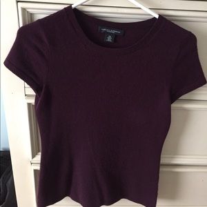 Plum Short Sleeved Cashmere Sweater
