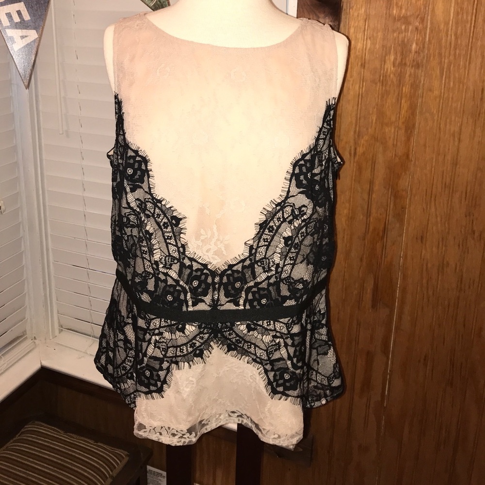 LOFT lace sleeveless peplum blouse
