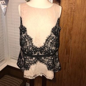 LOFT lace sleeveless peplum blouse