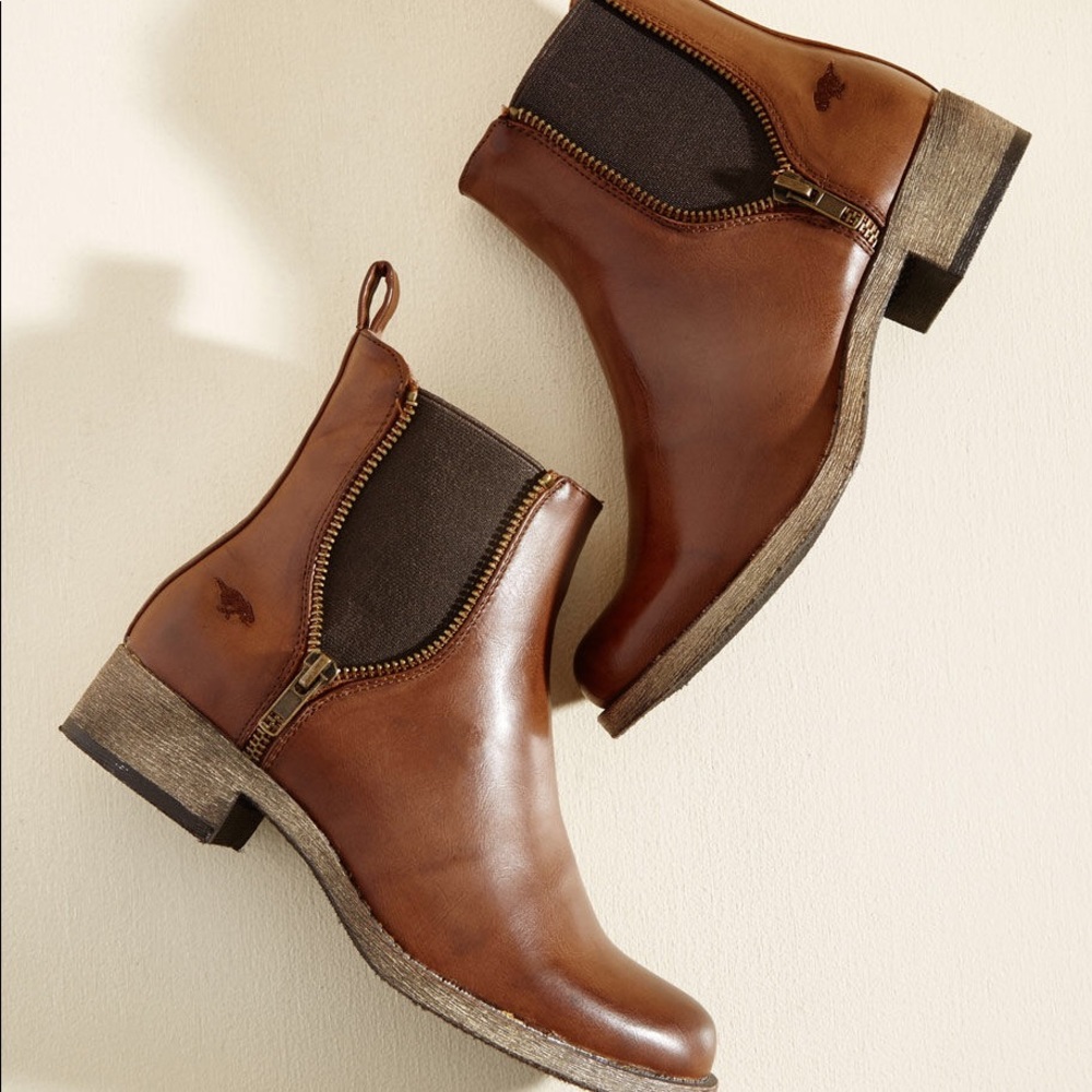 Rocket Dog Cognac Camel Leather Booties