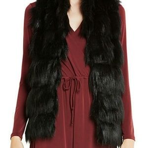 NWT BCBGeneration Black Faux Fur Vest Orig $148