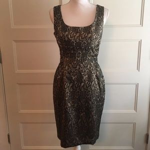 Ann Taylor Gold Lace Cocktail Dress