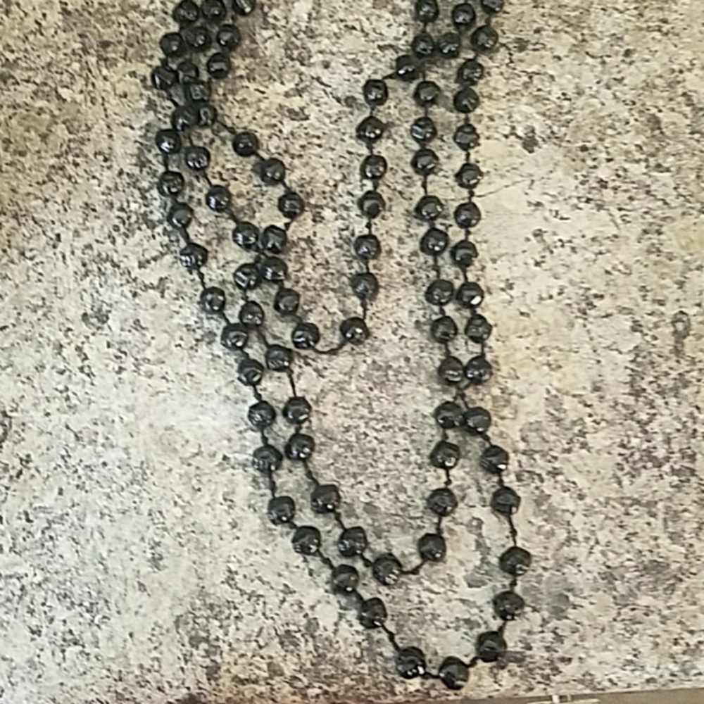 3 Tiered Black Beaded Necklace