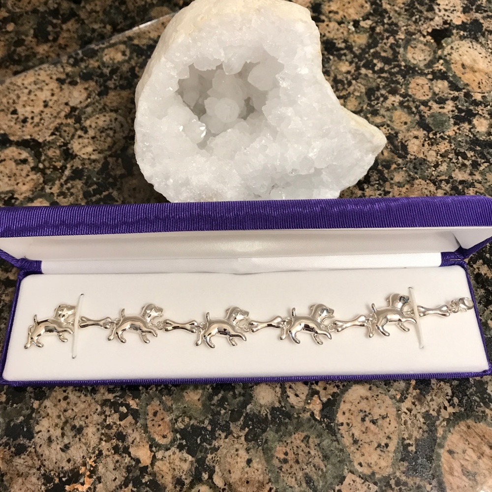 STERLING SILVER PUPPY  BONE BRACELET 7.5” NIB
