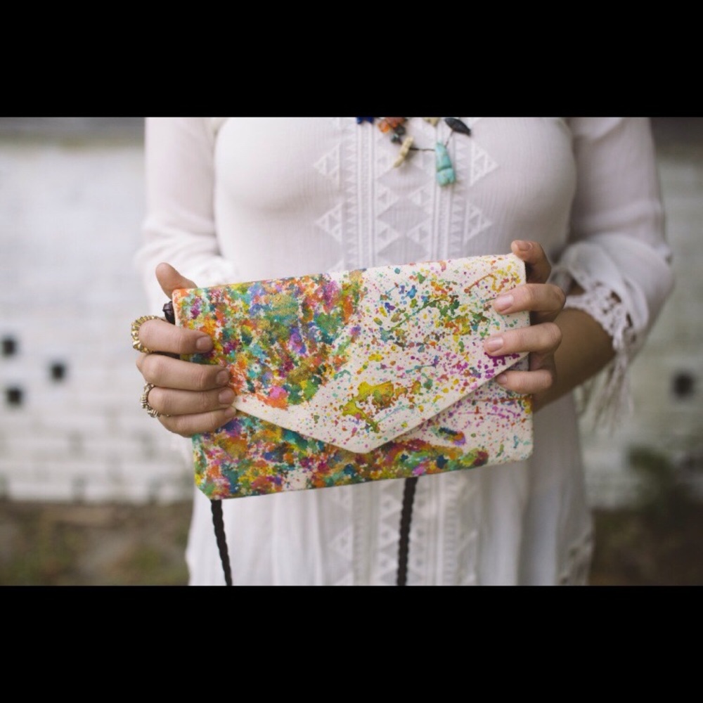 Hand painted Map of the World Crossbody