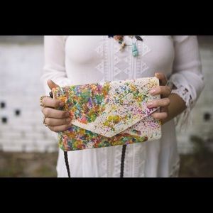 Hand painted Map of the World Crossbody