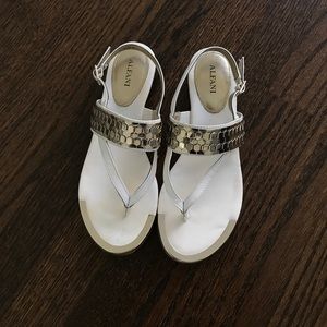 Alfani white and silver dressy sandals