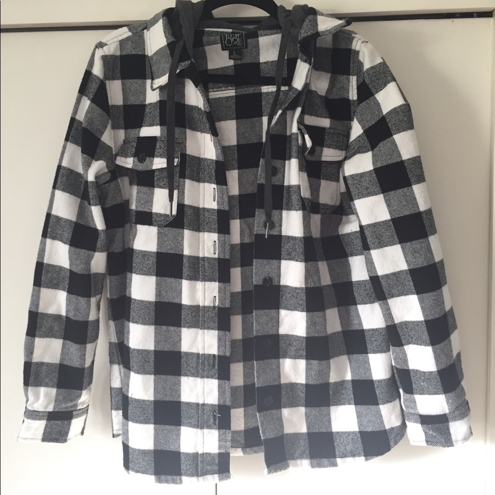 Button Up Black & White Flannel Jacket