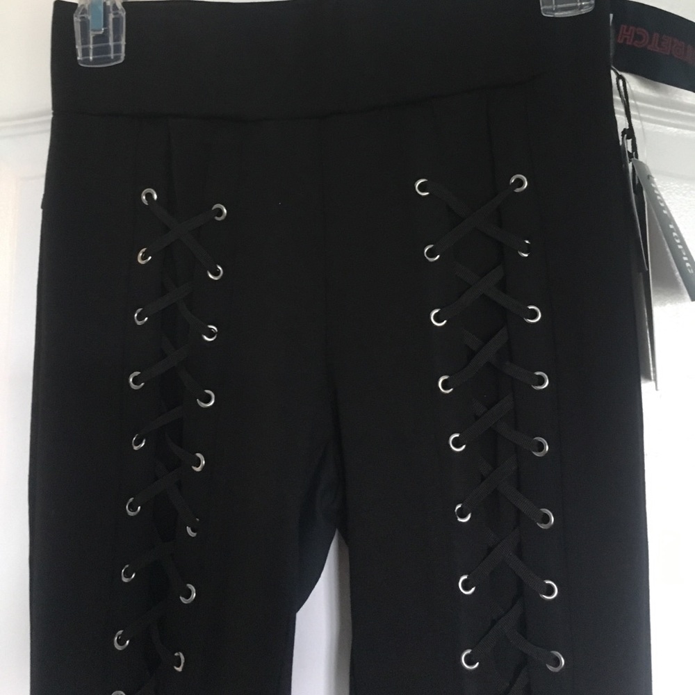 Brand new black stretch leggings with ties