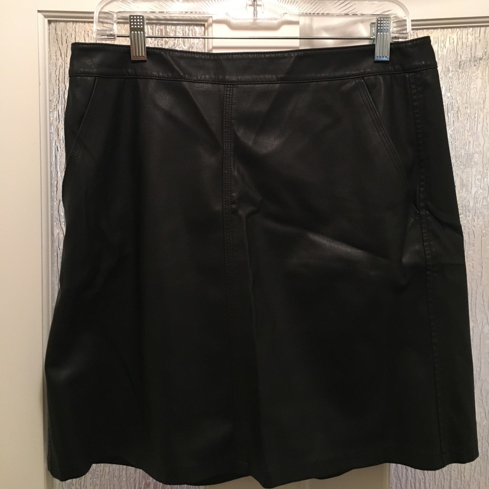 WOMENS black faux leather skirt