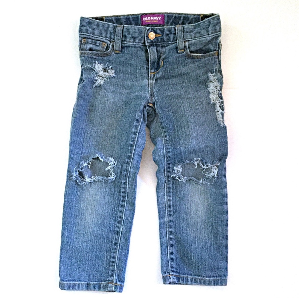 Girls’ Light Blue Distressed Skinny Denim Capris 6