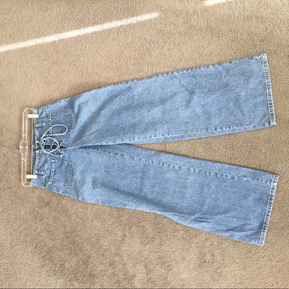 Wide leg draw string jeans 👖 super cute