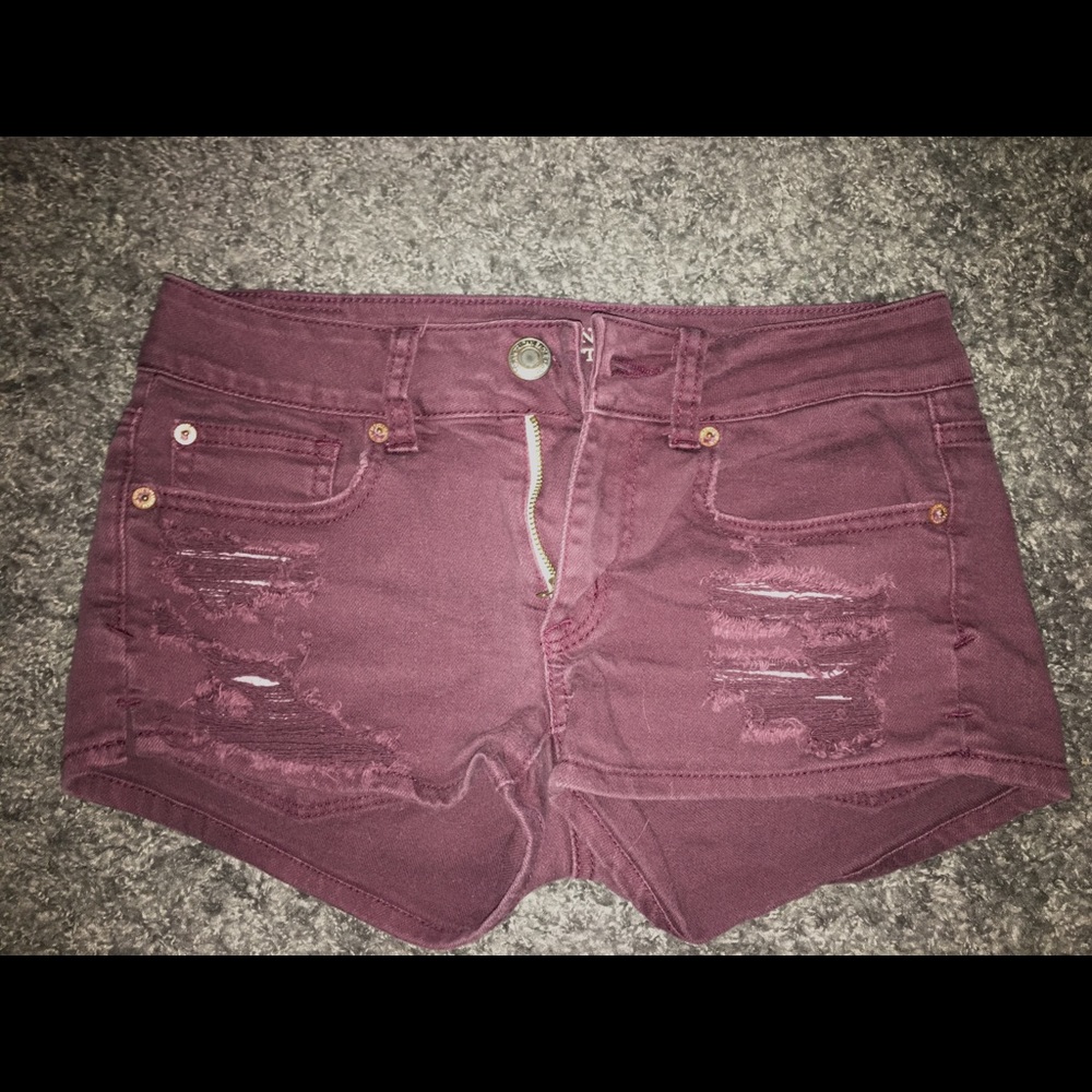 Maroon Jean Shorts from American Eagle