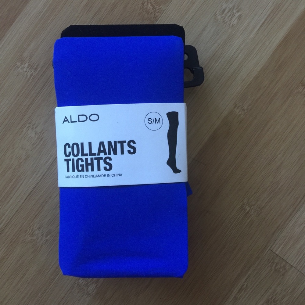 Blue and black tights