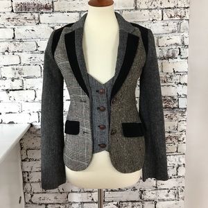 Anthropologie Tweed Velvet Blazer