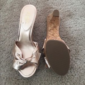 COACH rose gold KAREN cork sandals