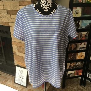 Old Navy Blue/White Striped Pocket Blouse