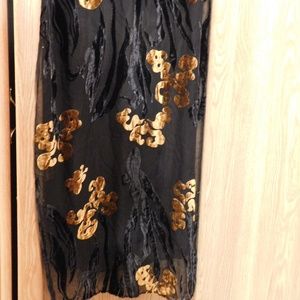 Sheer Black and Gold Scarf