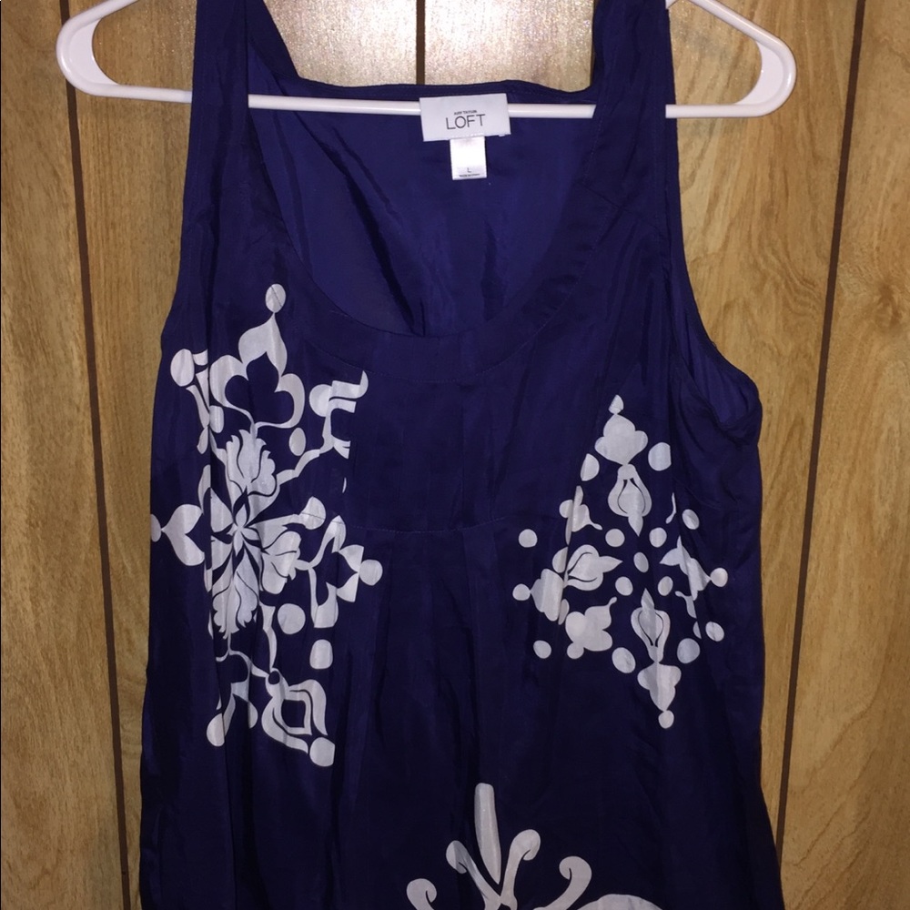 Loft Royal Blue/White LARGE Cotton/Silk Tank
