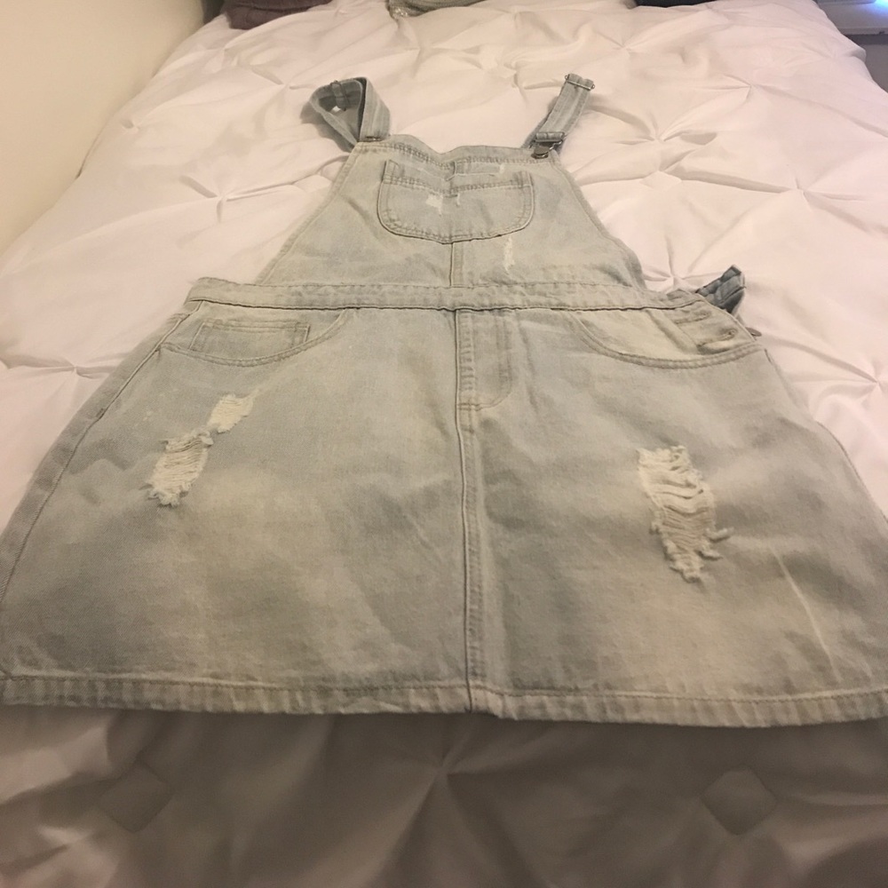 Forever21 Lightwash Distressed Overall Dress