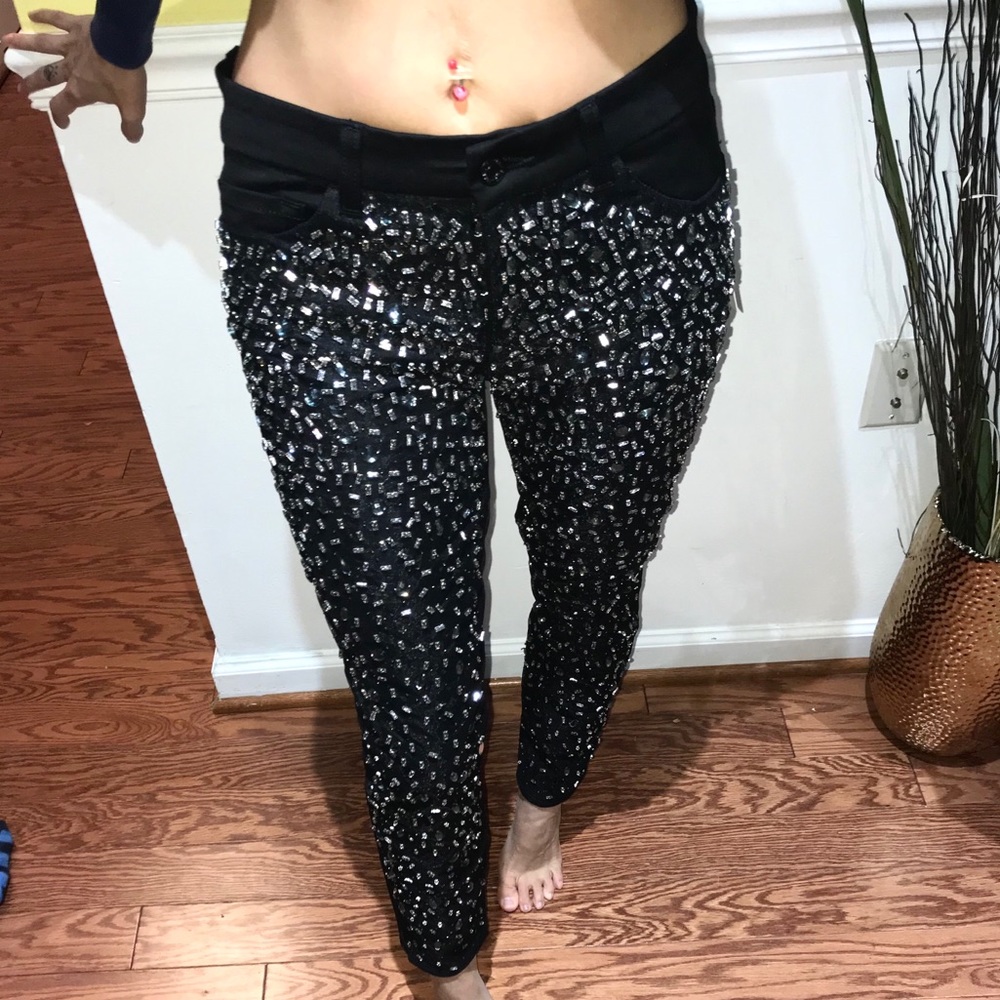 NWT 7 Jeans Black Jeweled size 28