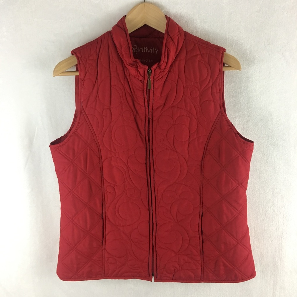 Relativity Ladies Quilted Red Vest -PL