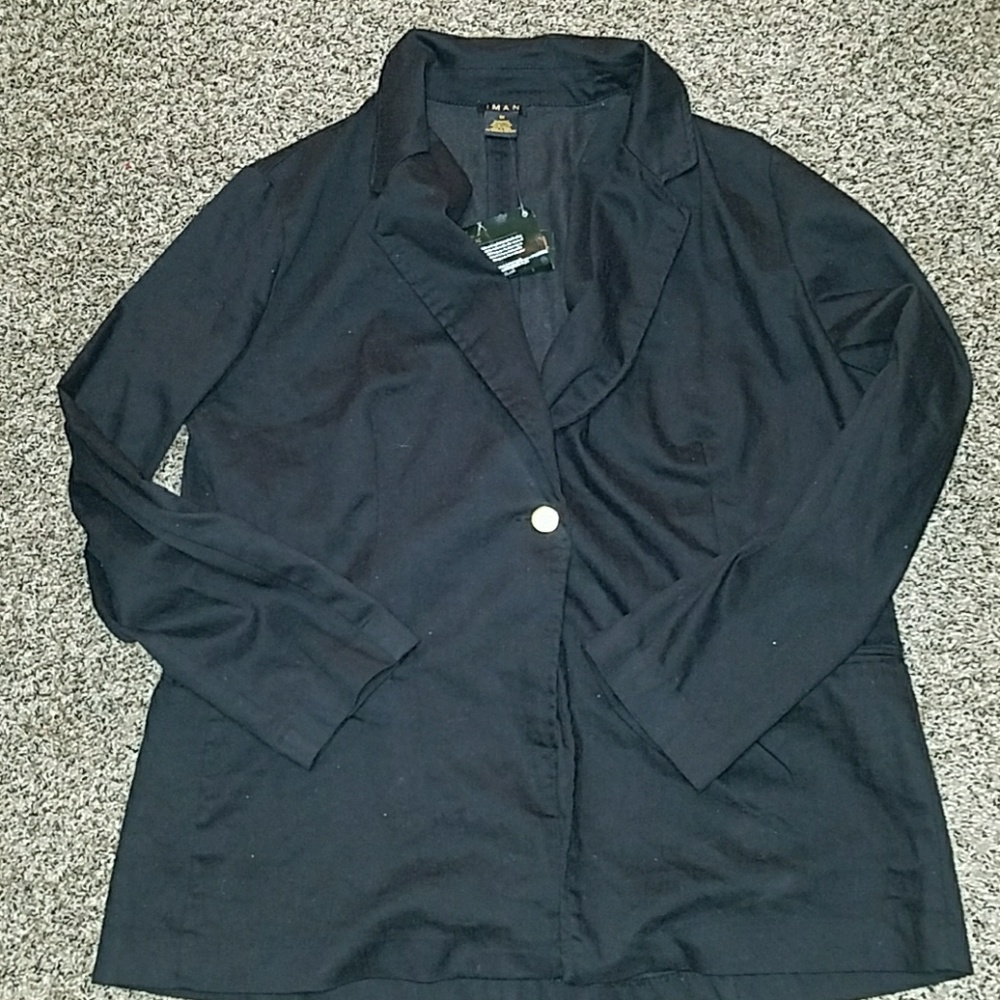 Iman Black Twill Blazer 1x
