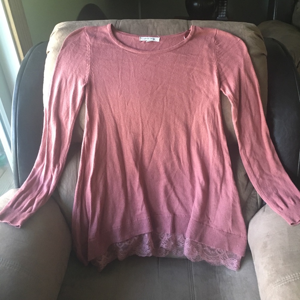 Soft sweater with Lace bottom trim