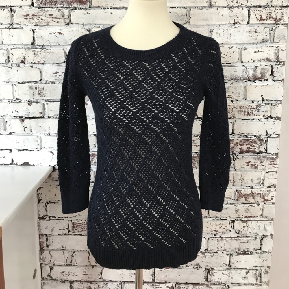 Loft NavyBlue Crochet Sweater