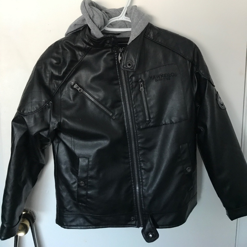Boys Hawke &Co faux leather moto jacket