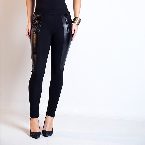 🆑CLOSING SALE!! Black Side Leatherette Leggings - Picture 3 of 3