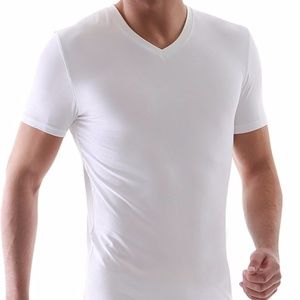 Lot of 5 White Men's David Archy V-Neck T