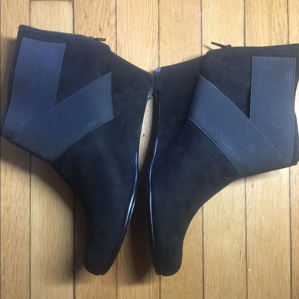 FINAL CHANCE! Black Suede Wedge Booties - Picture 2 of 4