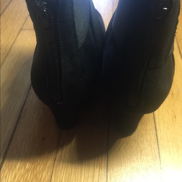 FINAL CHANCE! Black Suede Wedge Booties - Picture 3 of 4