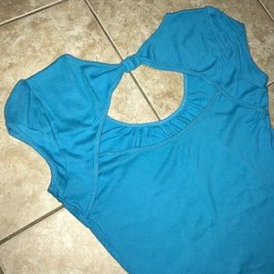 Express Sexy Basic Tee Blue Fitted Tunic Long Top