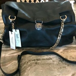 😘Versace Vitelo Stampa Alce Black Satchel NWT